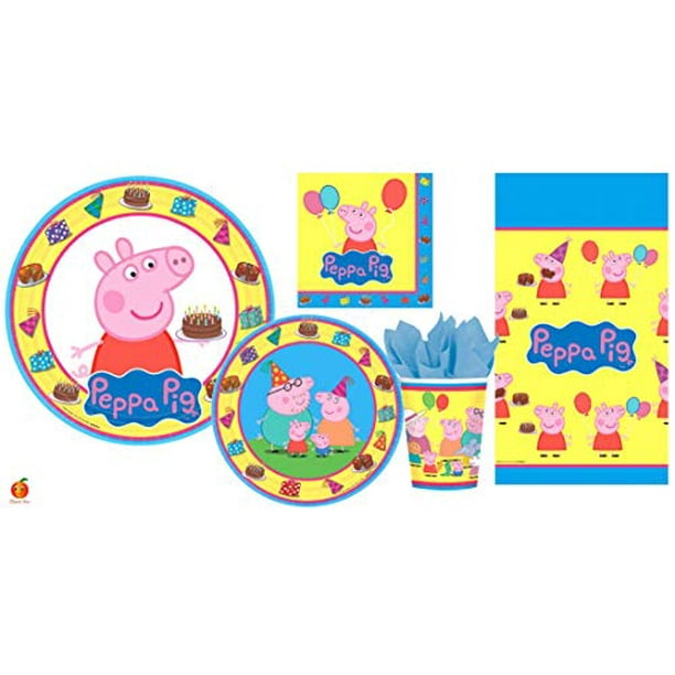 Napkins and Table Cover for 8 Guests Cups Peppa Pig Party Supplies Bundle with Plates Napkins and Table Cover for 8 Guests Cups Peppa Pig Party Supplies Bundle with Plates